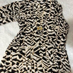 Trina Turk Black and Gold Geometric Swim Coverup Size: L